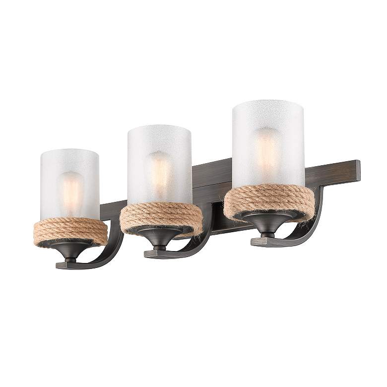 Image 2 Chatham Gunmetal Bronze 3-Light Bath Light with Sandblasted Glass more views