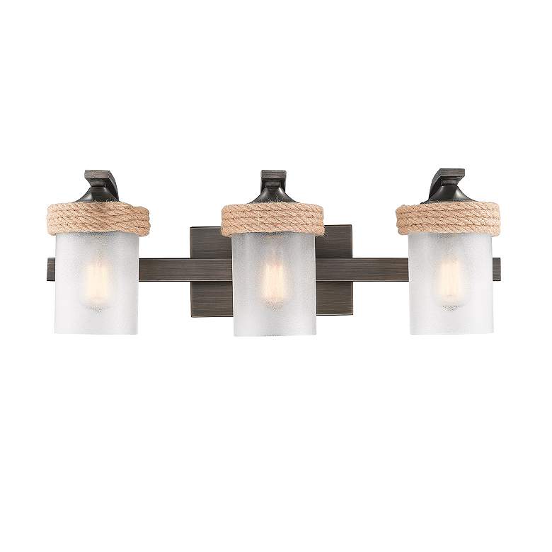Image 3 Chatham Gunmetal Bronze 3-Light Bath Light with Sandblasted Glass more views