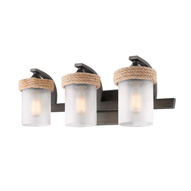 Image 4 Chatham Gunmetal Bronze 3-Light Bath Light with Sandblasted Glass more views