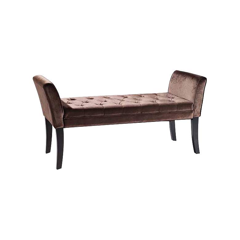 Image 1 Chatham Velvet Brown Upholstered Tufted Bench