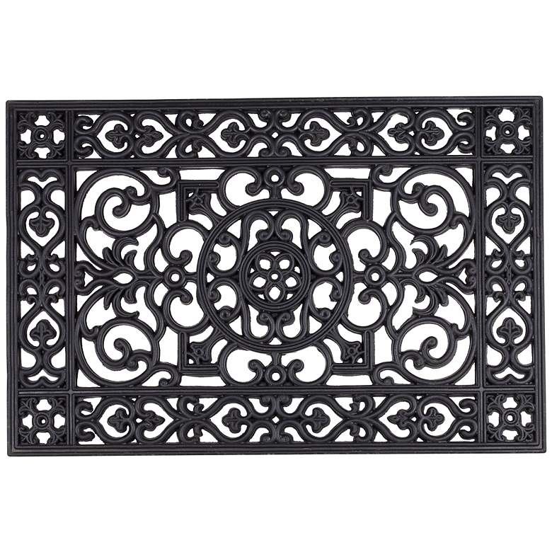Image 1 Chatham Wrought Iron Style Black Rubber Outdoor Doormat