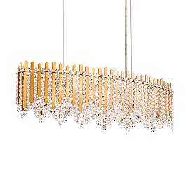 Image2 of Chatter 10"H x 36"W 12-Light Crystal Linear Pendant in Gold Mirro