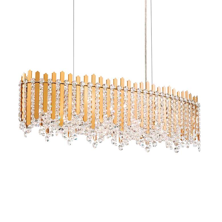 Image 2 Chatter 10"H x 36"W 12-Light Crystal Linear Pendant in Gold Mirro
