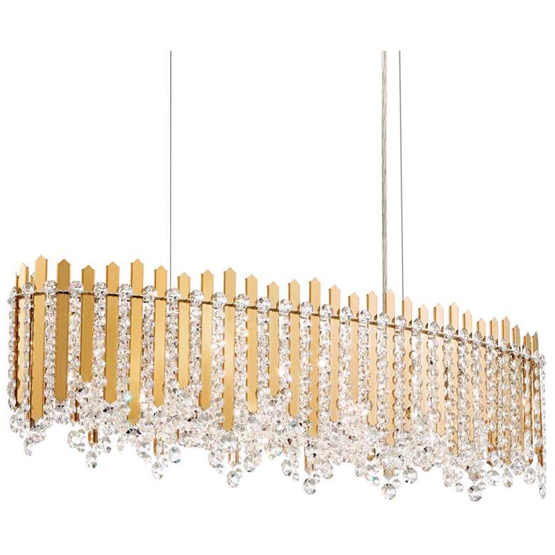 Image 1 Chatter 10"H x 36"W 12-Light Crystal Linear Pendant in Gold Mirro