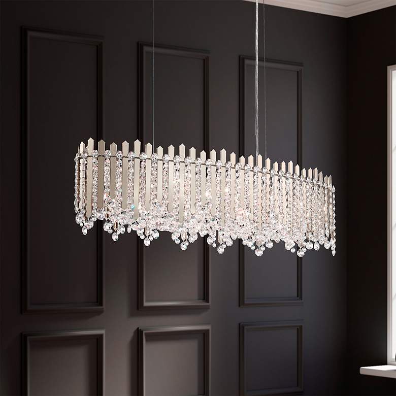 Image 1 Chatter 10"H x 36"W 12-Light Crystal Linear Pendant in Pol Stainl