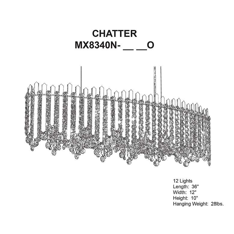 Image 4 Chatter 10"H x 36"W 12-Light Crystal Linear Pendant in Pol Stainl more views