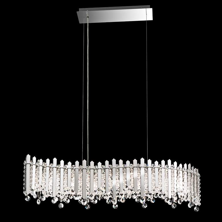 Image 1 Chatter 35"W Steel and Crystal Kitchen Island Light Pendant