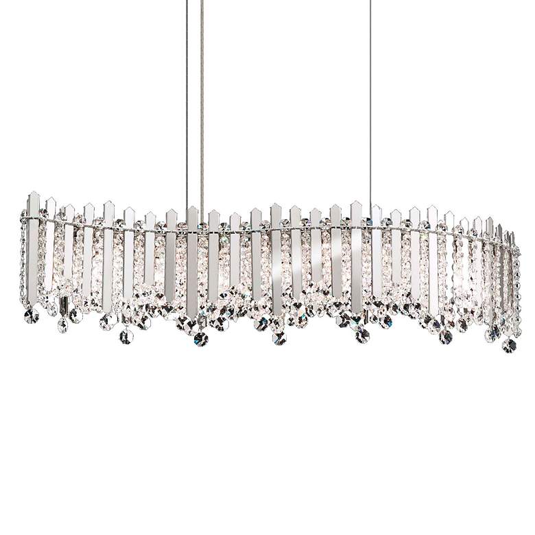 Image 2 Chatter 8.5"H x 32.5"W 7-Lt Crystal Linear Pendant in Pol Stainle