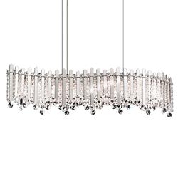 Chatter 8.5"H x 32.5"W 7-Lt Crystal Linear Pendant in Pol Stainle