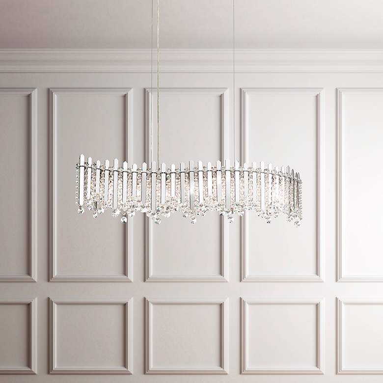 Image 1 Chatter 8.5"H x 32.5"W 7-Lt Crystal Linear Pendant in Pol Stainle