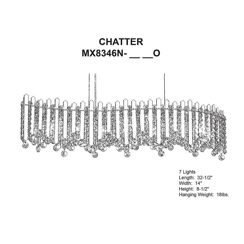 Image 5 Chatter 8.5"H x 32.5"W 7-Lt Crystal Linear Pendant in Pol Stainle more views