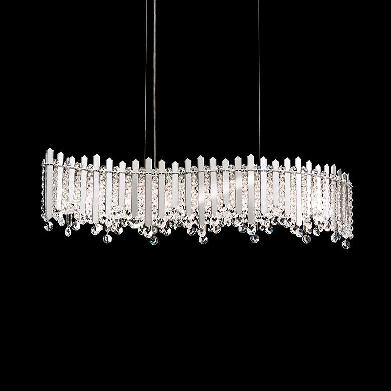 Image 3 Chatter 8.5"H x 32.5"W 7-Lt Crystal Linear Pendant in Pol Stainle more views