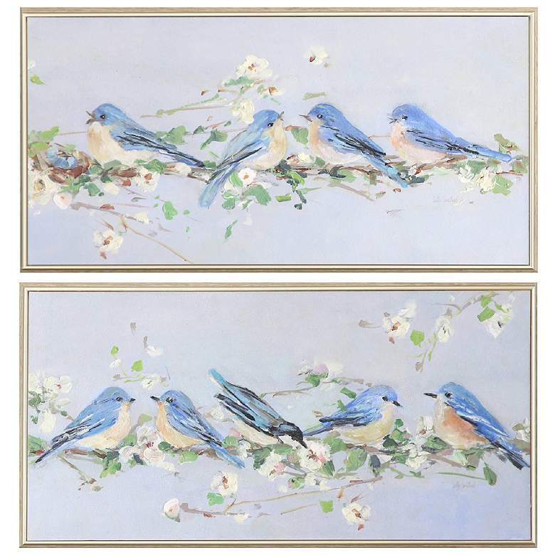 Image 1 Chatter Branch 25"W x 13"H Non-Glass Framed Art Set of 2