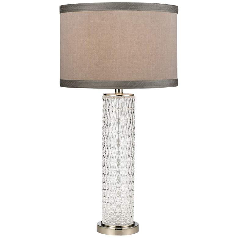 Image 1 Chaufer Polished Nickel and Glass Column Table Lamp