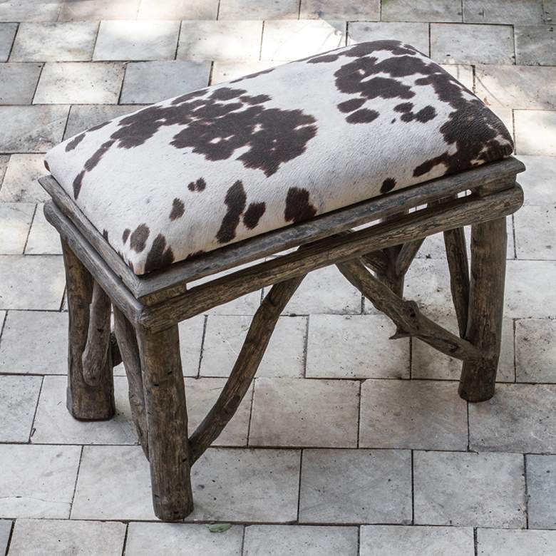 Image 1 Chavi 22" Wide Chocolate and Milky White Velvet Bench