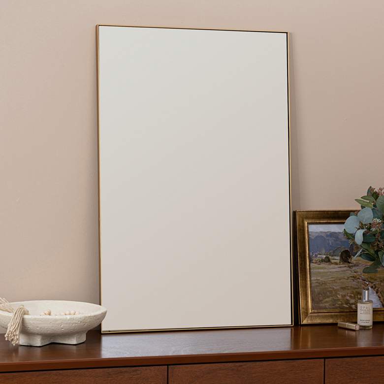 Image 1 Chaz Glossy Gold Metal 24" x 36" Rectangular Wall Mirror