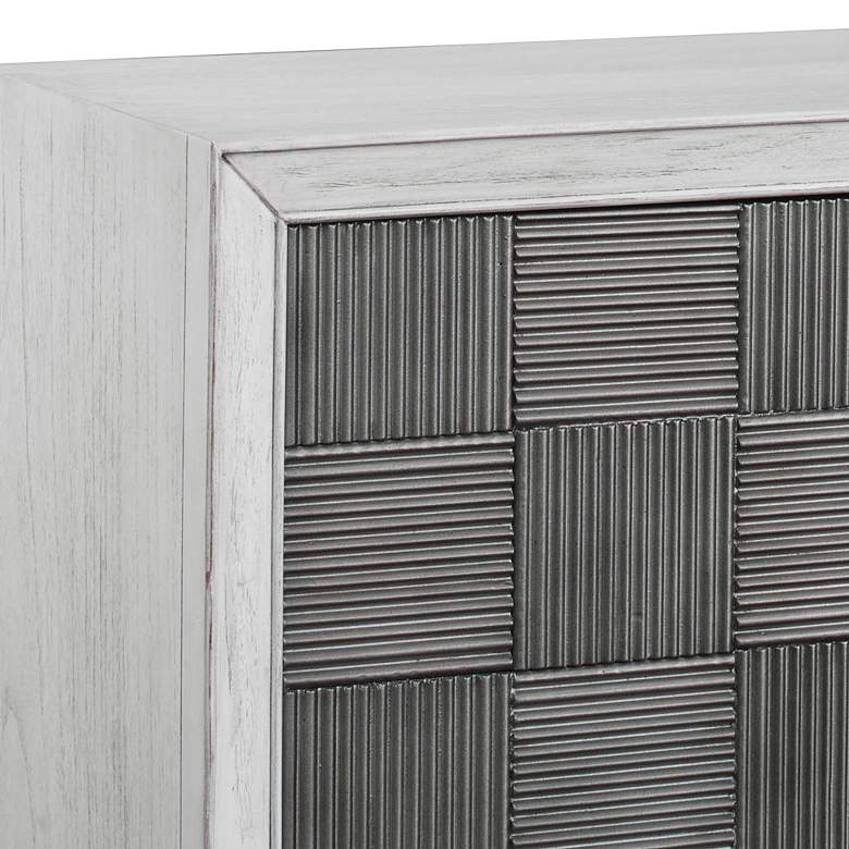 Image 3 Checkerboard 67" Wide White and Gray 4-Door Storage Cabinet more views