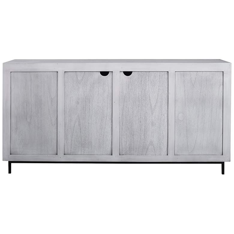 Image 7 Checkerboard 67" Wide White and Gray 4-Door Storage Cabinet more views