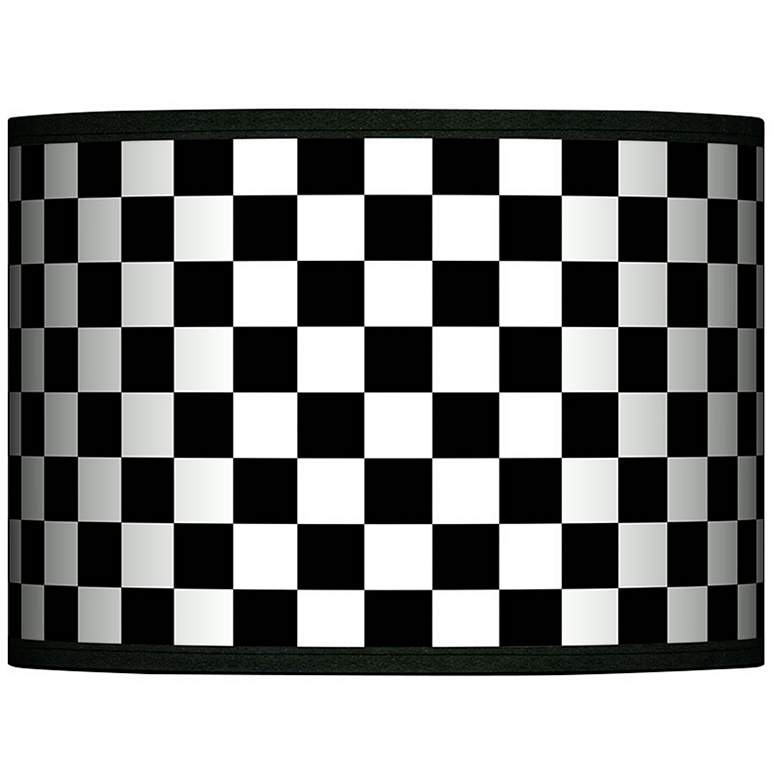 Image 1 Checkered Black Giclee Glow Lamp Shade 13.5x13.5x10 (Spider)