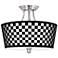 Checkered Black Tapered Drum Giclee Ceiling Light