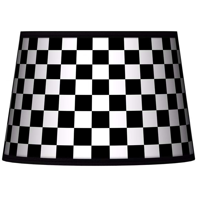 Image 1 Checkered Black Tapered Lamp Shade 13x16x10.5 (Spider)