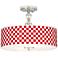 Checkered Red Giclee 16" Wide Semi-Flush Ceiling Light