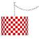 Checkered Red Giclee Swag Style Plug-In Chandelier