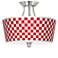 Checkered Red Tapered Drum Giclee Ceiling Light