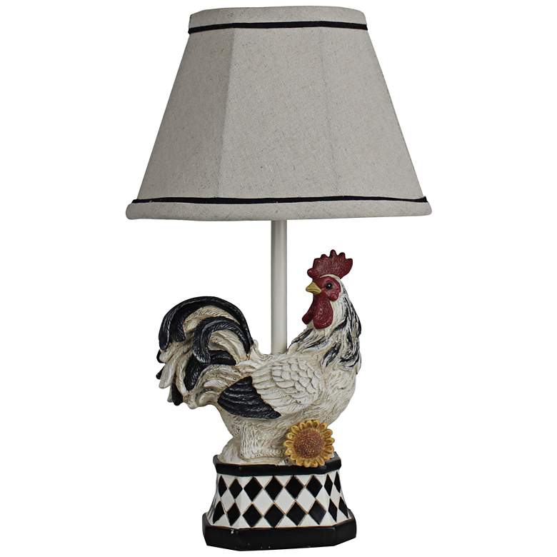 Image 1 Checkers 14 inch High Black and White Rooster Accent Table Lamp