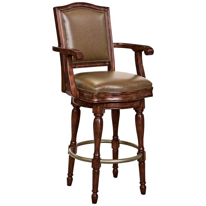Image 1 Cheers 30 1/2" Brown Faux Leather Swivel Bar Stool