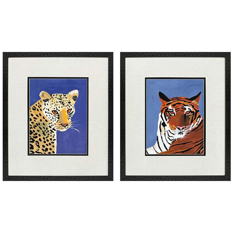 Image 1 Cheetah Tiger 26"W x 30"H Framed Wall Art Set of 2