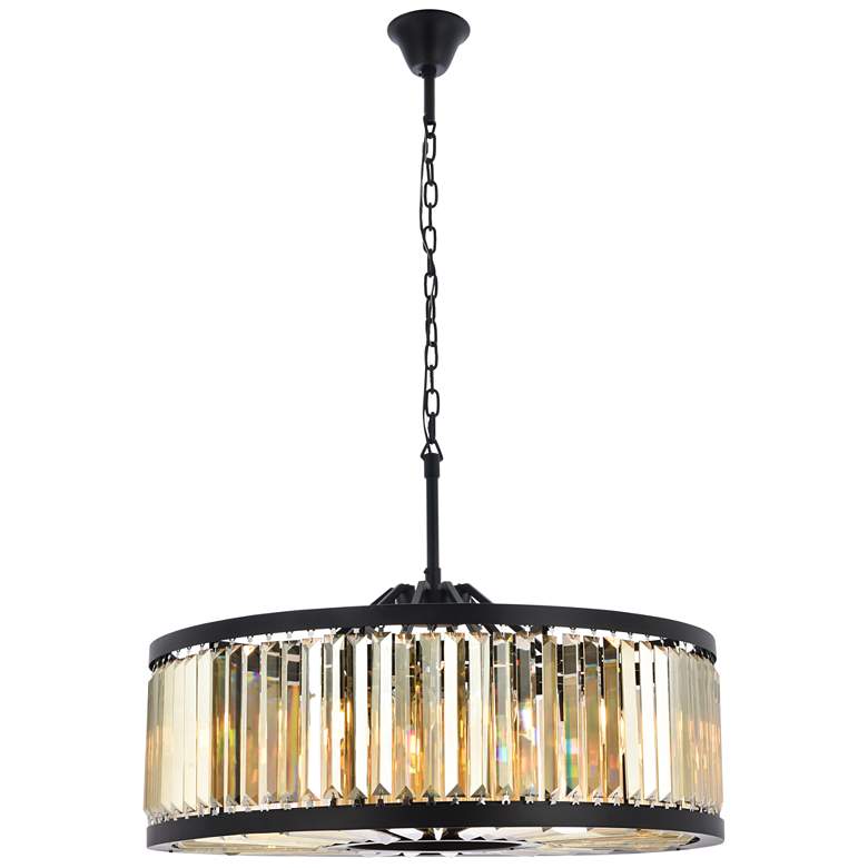 Image 1 Chelsea 10 Light Matte Black Chandelier Golden Teak
