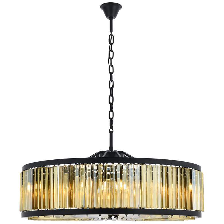 Image 1 Chelsea 10 Light Matte Black Chandelier Golden Teak