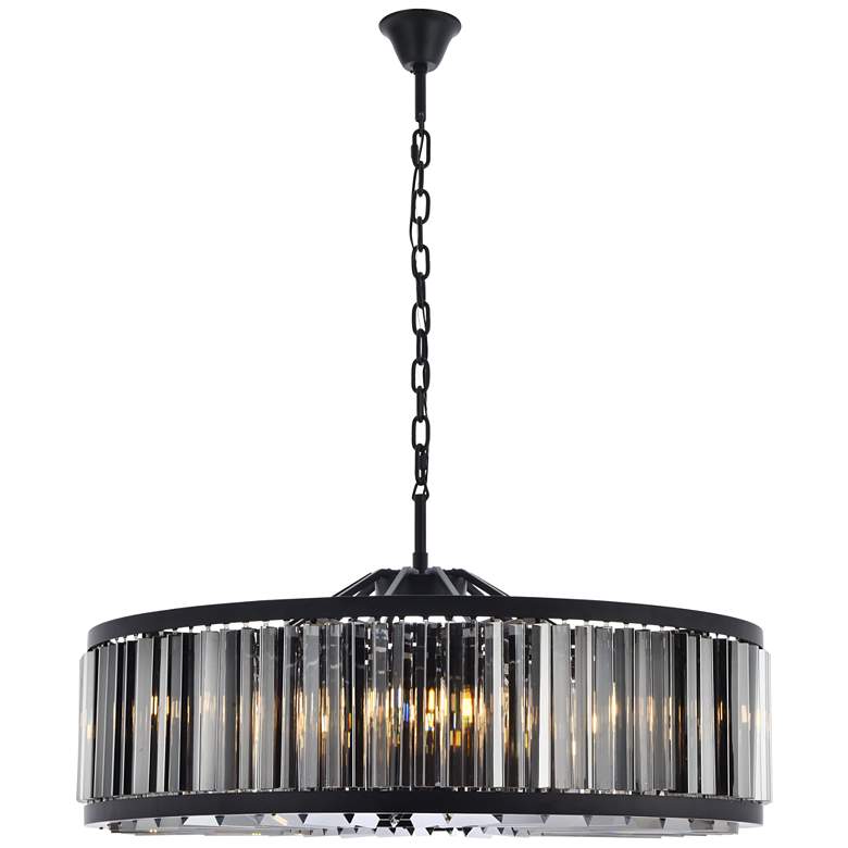 Image 1 Chelsea 10 Light Matte Black Chandelier Silver Shade (Grey)