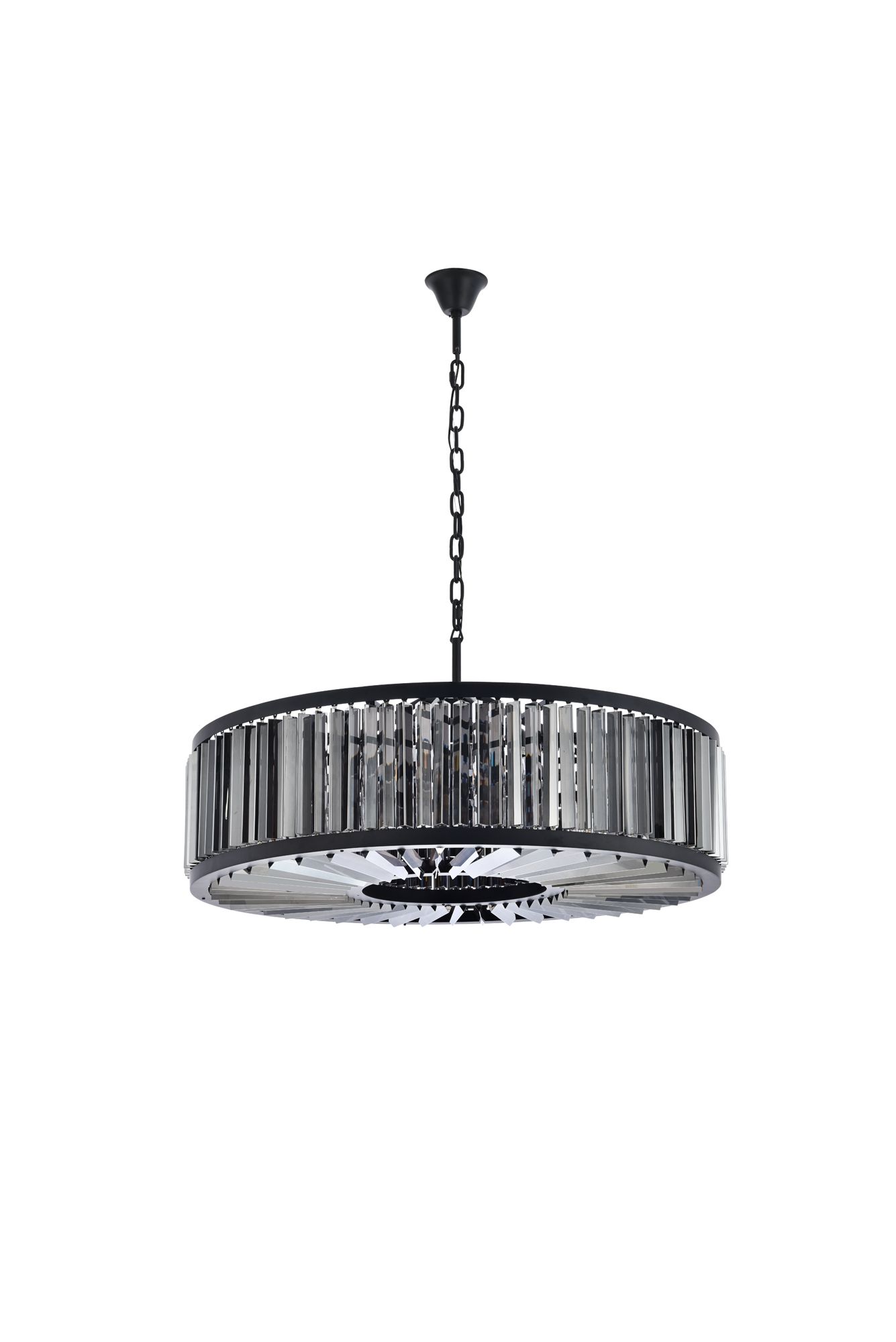 Chelsea 10 Light Matte Black Chandelier Silver Shade (Grey)