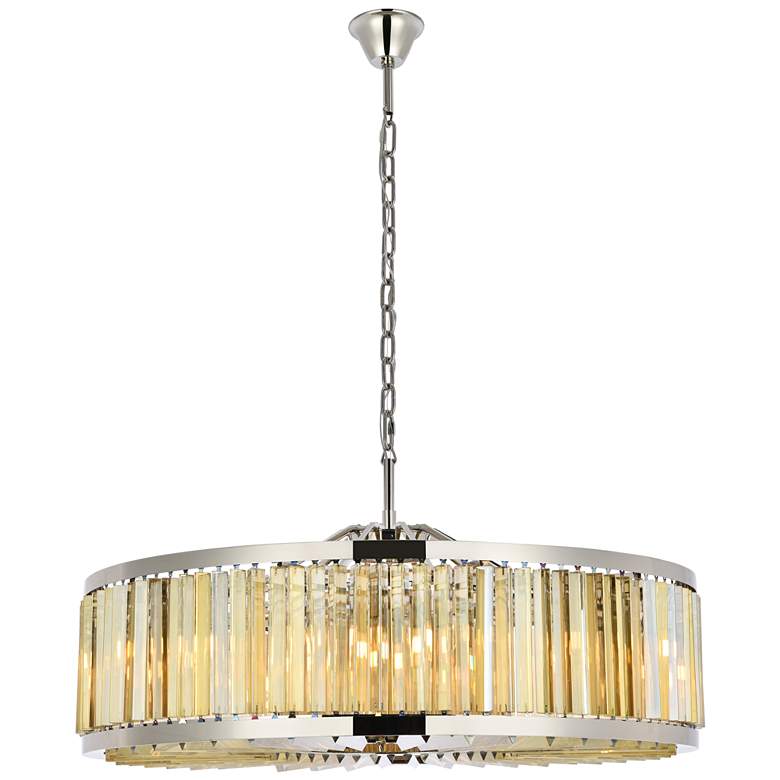 Image 1 Chelsea 10 Light Polished Nickel Chandelier Golden Teak