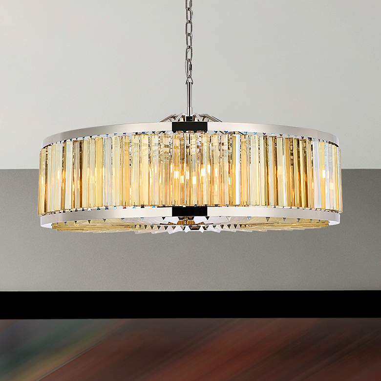 Image 1 Chelsea 10 Light Polished Nickel Chandelier Golden Teak