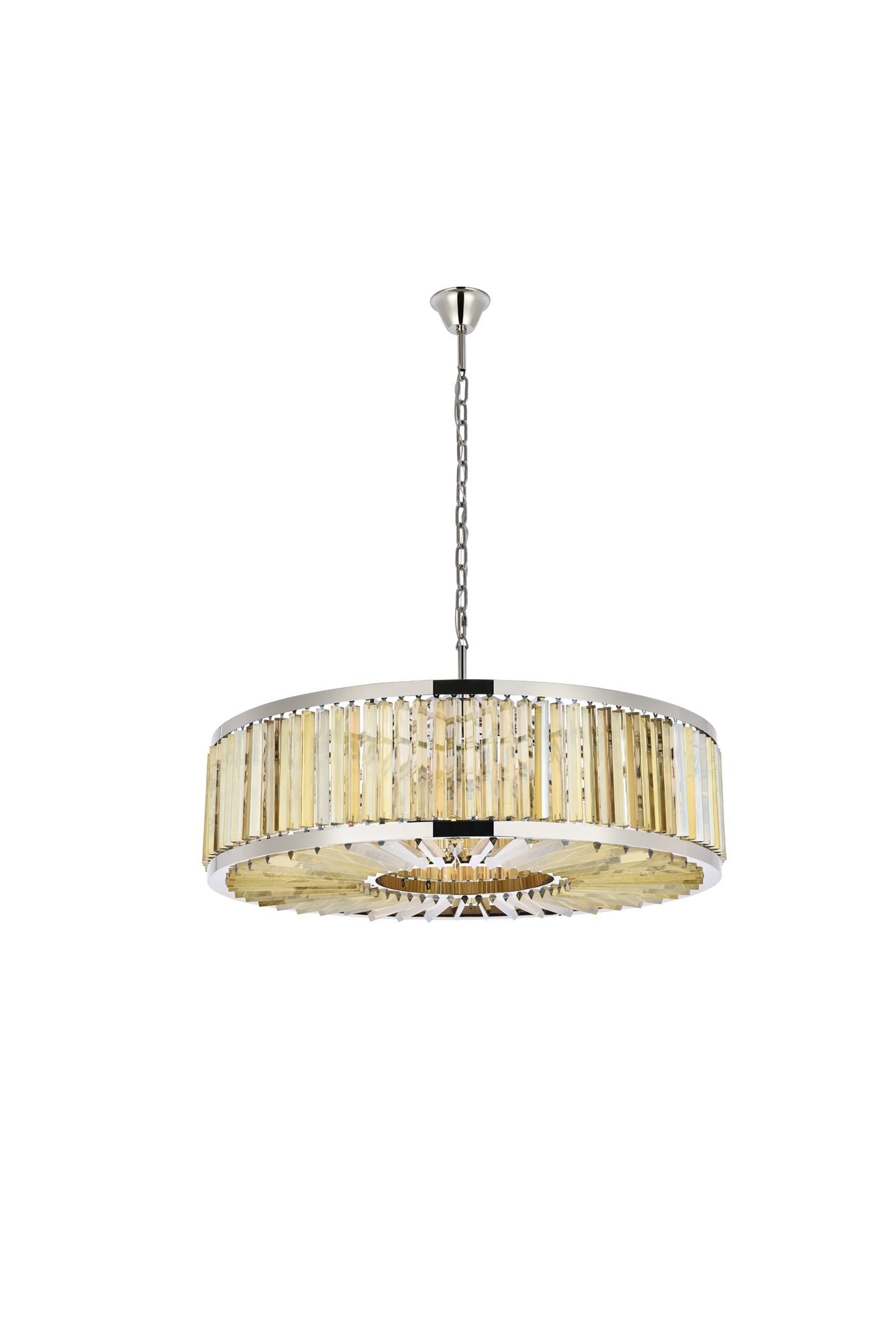 Chelsea 10 Light Polished Nickel Chandelier Golden Teak