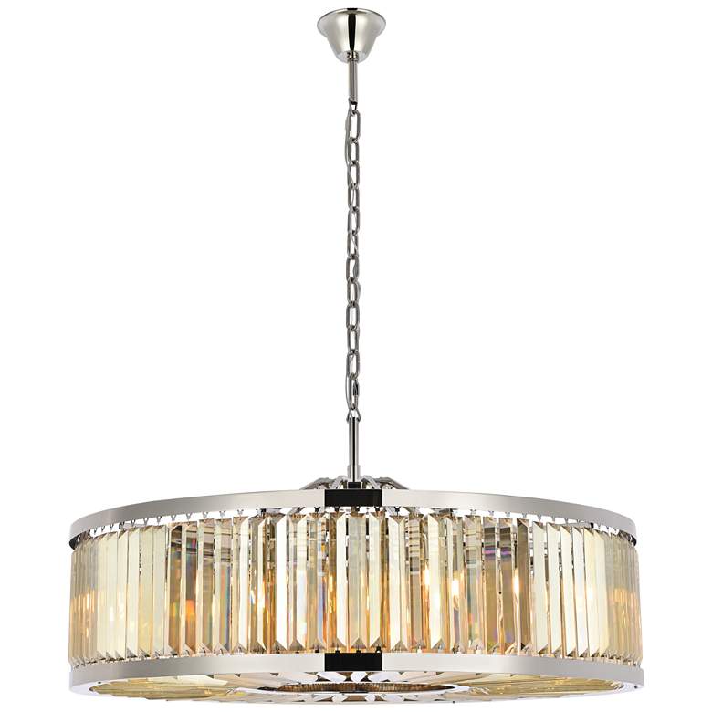 Image 1 Chelsea 10 Light Polished Nickel Chandelier Golden Teak