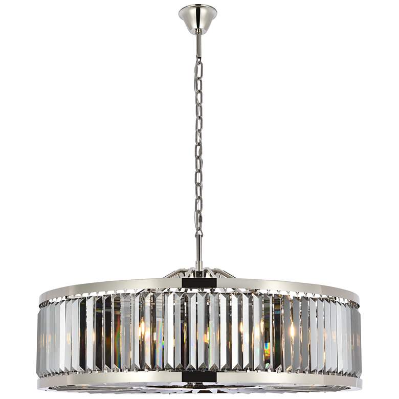 Image 1 Chelsea 10 Light Polished Nickel Chandelier Silver Shade (Grey)