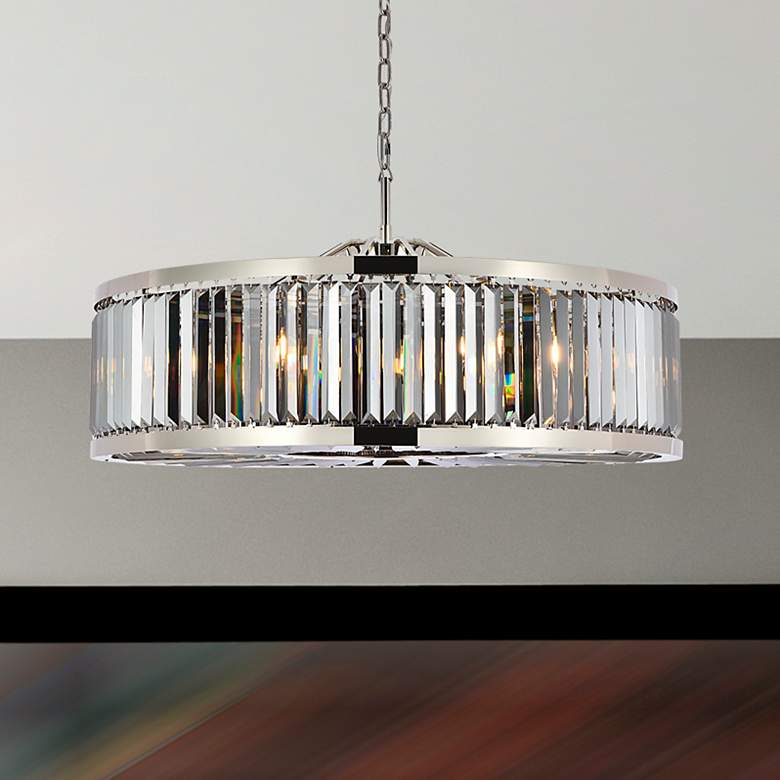 Image 1 Chelsea 10 Light Polished Nickel Chandelier Silver Shade (Grey)