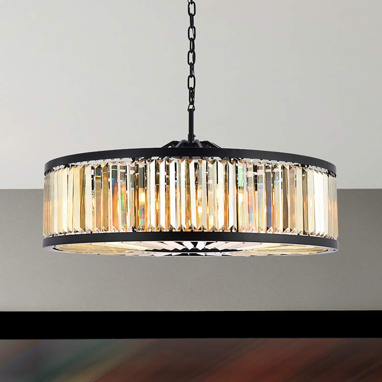 Image 1 Chelsea 10 Lt Matte Black Chandelier Golden Teak