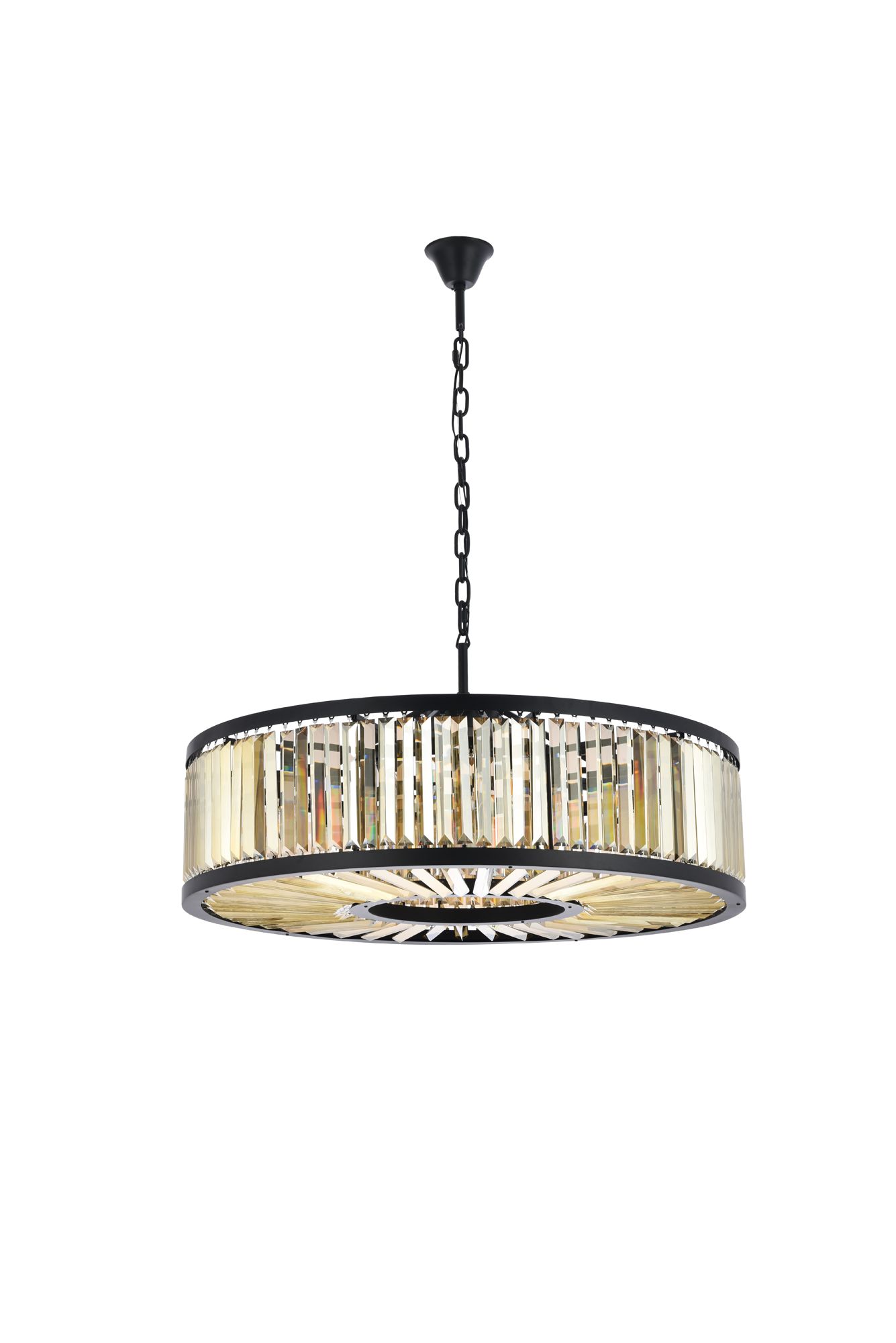 Chelsea 10 Lt Matte Black Chandelier Golden Teak