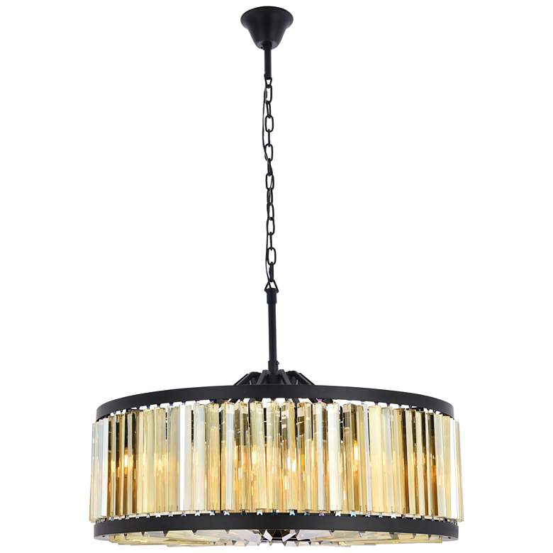 Image 1 Chelsea 10 Lt Matte Black Chandelier Golden Teak
