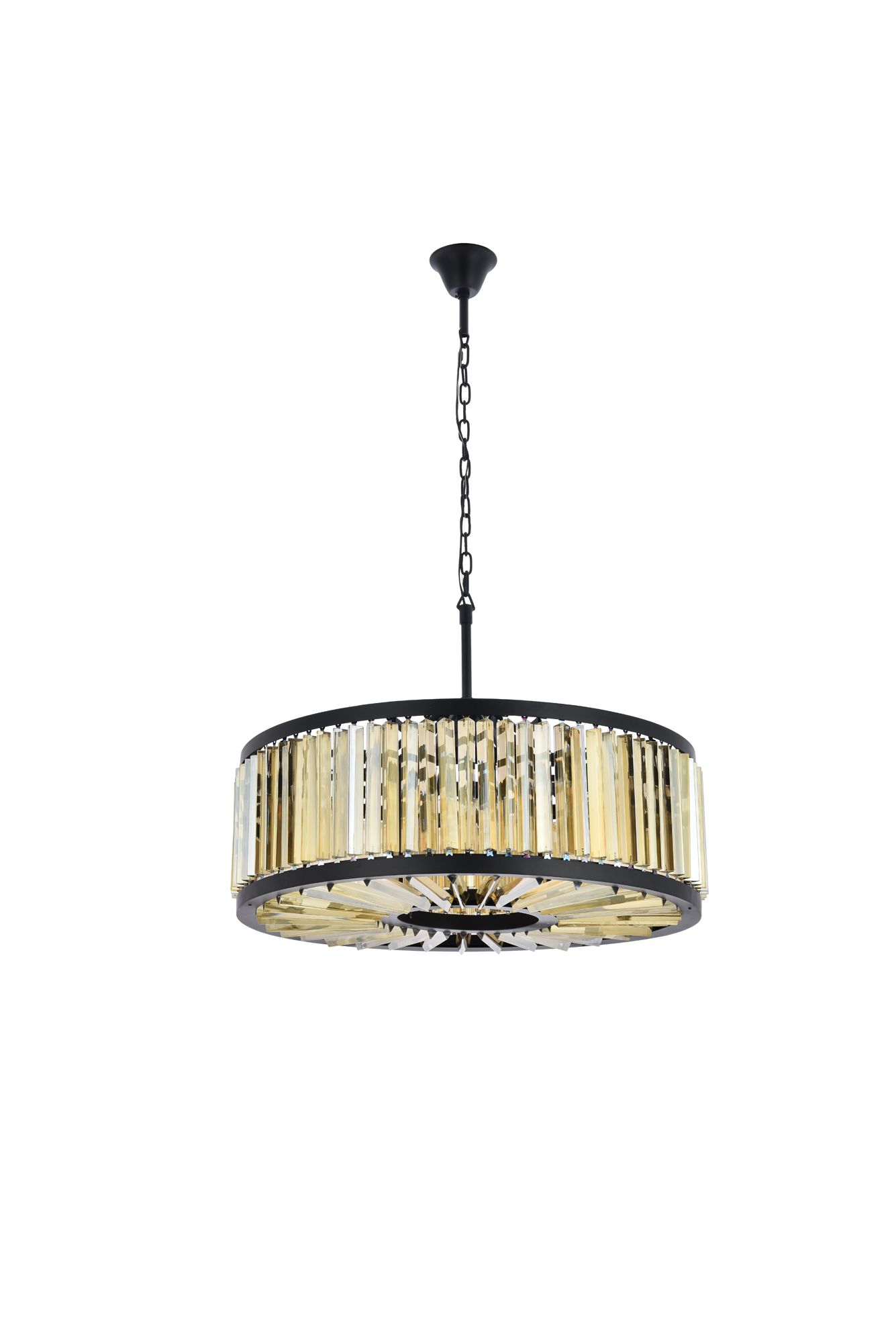 Chelsea 10 Lt Matte Black Chandelier Golden Teak