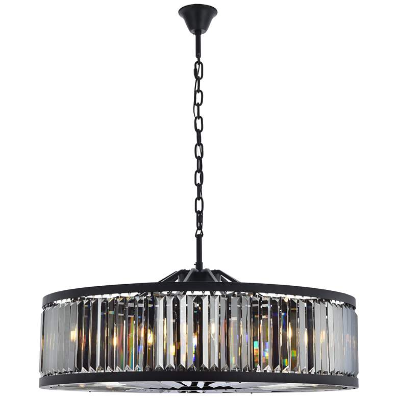 Image 2 Chelsea 10 Lt Matte Black Chandelier Silver Shade (Grey)