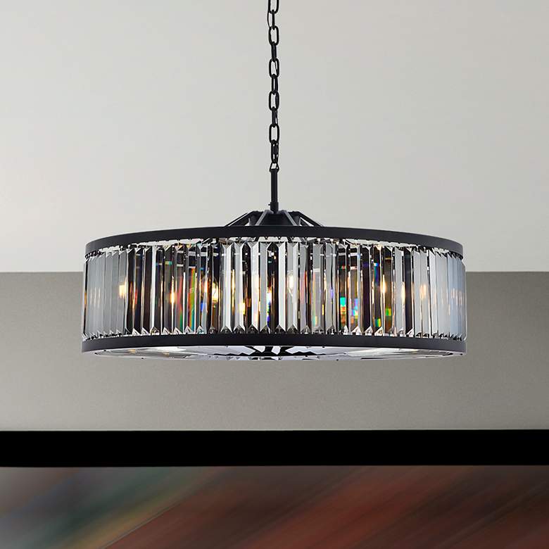 Image 1 Chelsea 10 Lt Matte Black Chandelier Silver Shade (Grey)