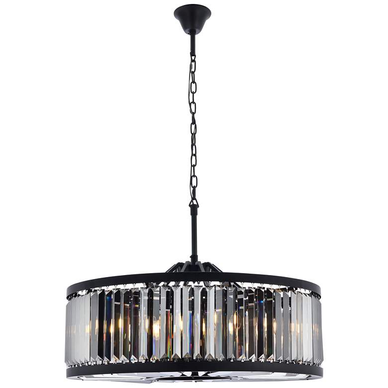 Image 1 Chelsea 10 Lt Matte Black Chandelier Silver Shade (Grey)