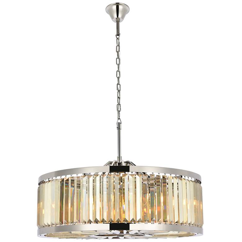 Image 2 Chelsea 10Light Polished Nickel Chandelier Golden Teak