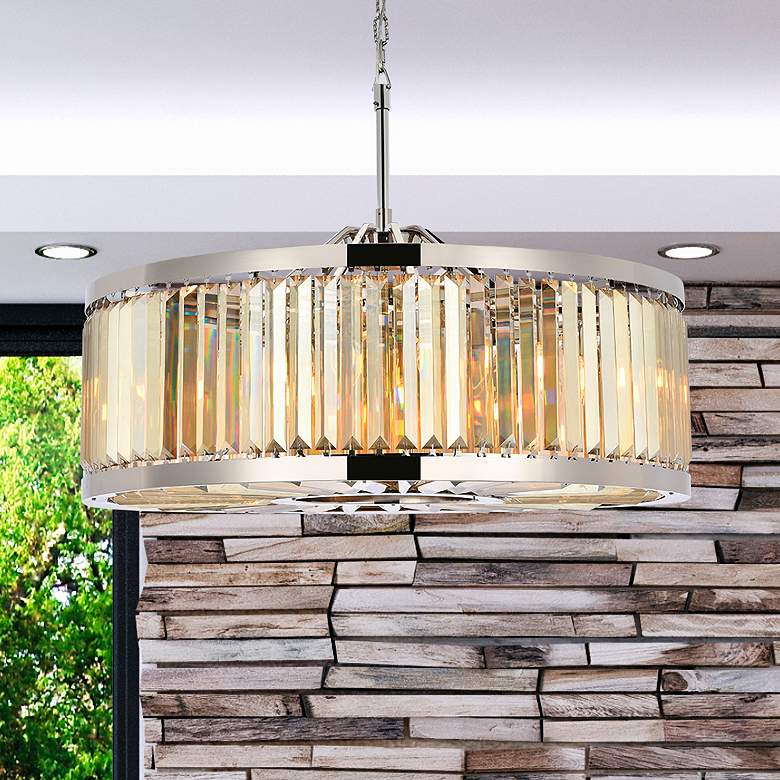 Image 1 Chelsea 10Light Polished Nickel Chandelier Golden Teak